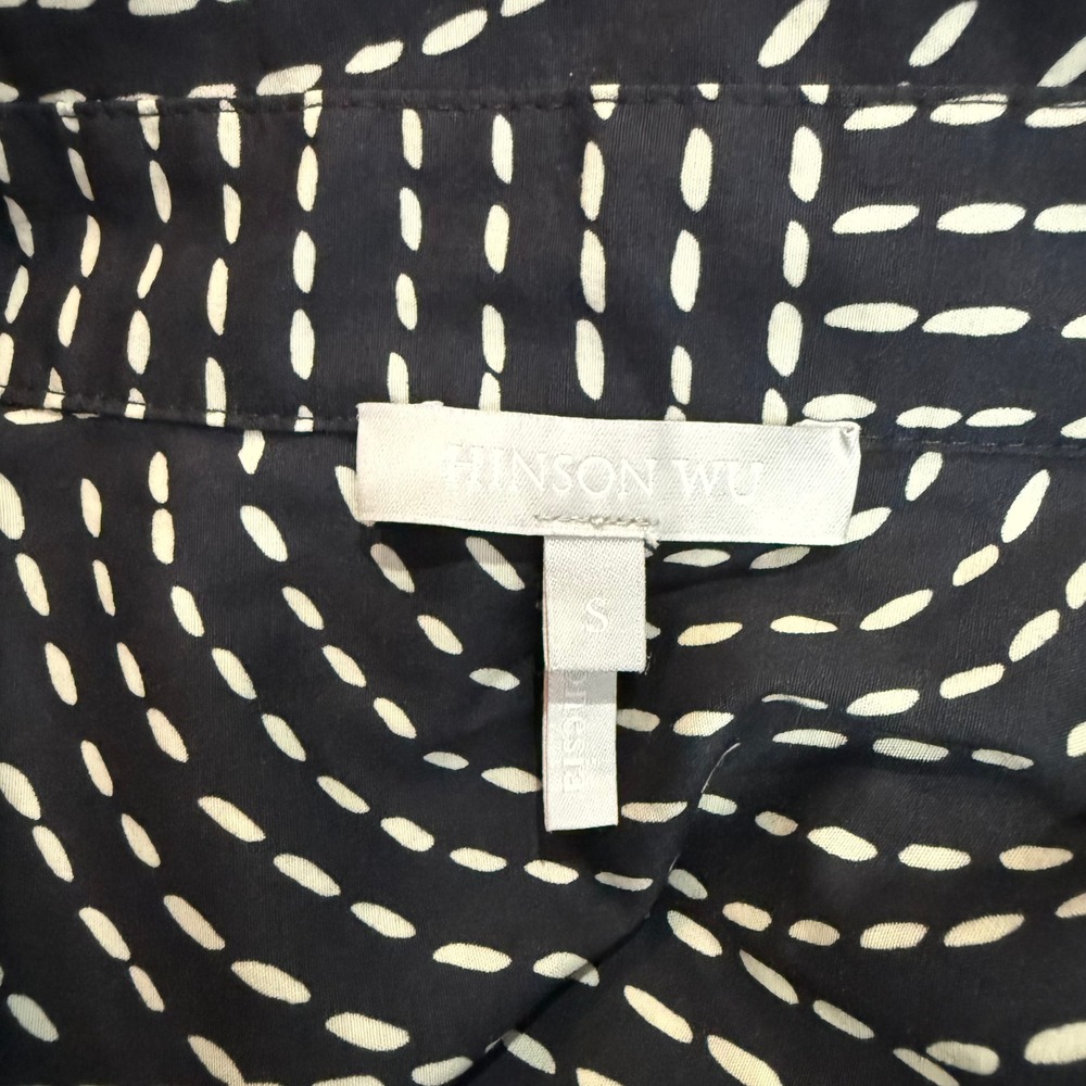 Hinson Wu Vicky Dress Black White Geometric Dash Print Shirt Dress L/S Size S - Picture 5 of 8